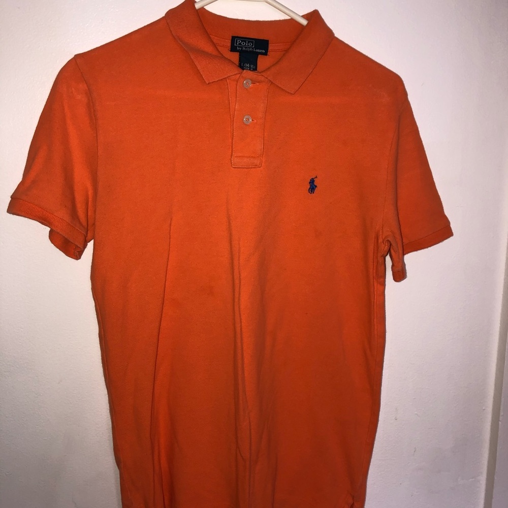 boys LARGE - short sleeve , orange polo